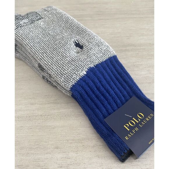 Polo Ralph Lauren Men’s Wool Blend Royal Blue Grey Winter Crew Socks Size 10-13 - Picture 3 of 6